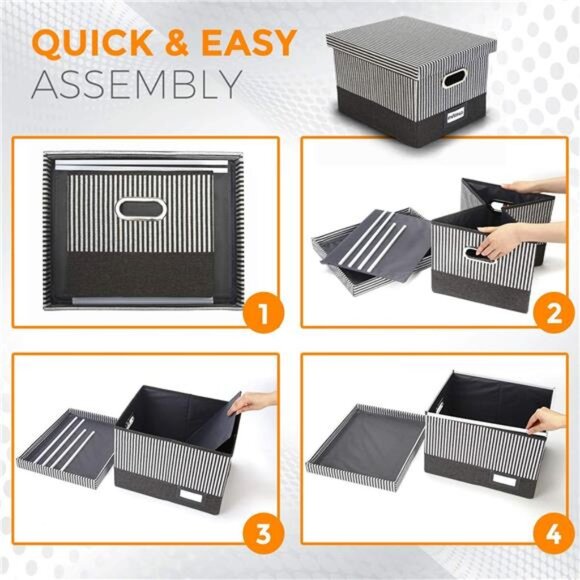 File Organizer Box - File Box, Filing Box, Decorative File Storage Box, Storage - Picture 3 of 7